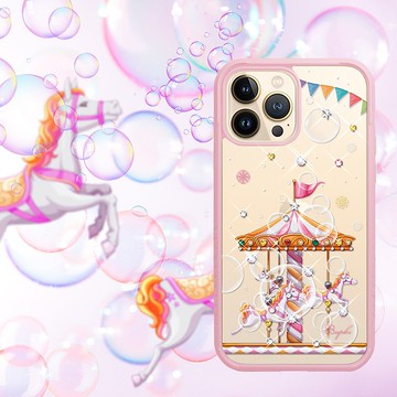 imos聯名款 iPhone 13全系列 軍規防摔水晶彩鑽手機殼-旋轉夢幻