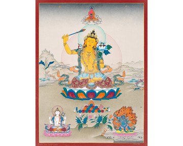 手工繪製文殊菩薩唐卡 – 清晰的藝術