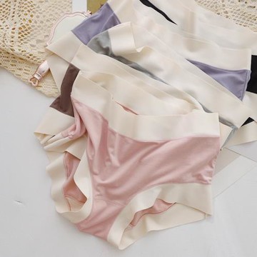 ins恰到好處的無痕高腰內褲蘭精莫代爾女士三角撞色艾草抗菌透氣