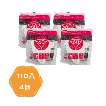 HARIO V60_日本酵素漂白咖啡濾紙-圓錐形-110張*4包-1~4杯用-日本製(VCF-02-110W*4)