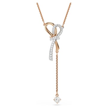 SWAROVSKI 施華洛世奇 Hyperbola 蝴蝶結輕奢水晶Y字形項鍊-玫瑰金(5753336)