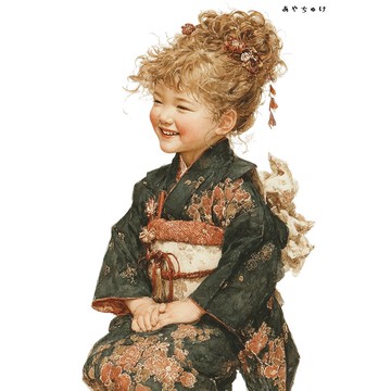 【12月新品4】07-114-0320 人物貼紙 和服復古