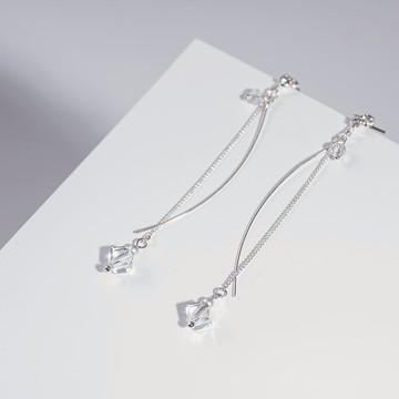 雙線方塊閃耀無鎳耳環-A30116