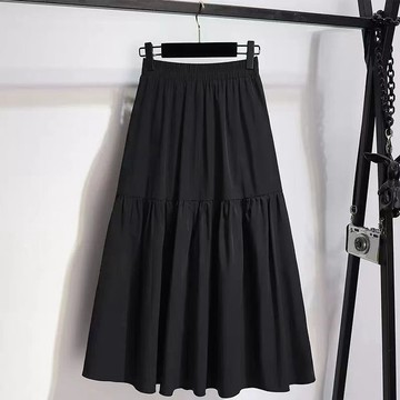 胖胖美依 大碼A字裙 半身裙 中尺碼長裙 M-4XL夏口袋A字裙過膝中長高級感百搭通勤-5501.