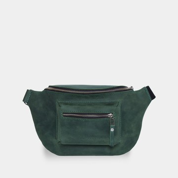 綠色皮革腰包 - 腰包與斜背皮革臀包