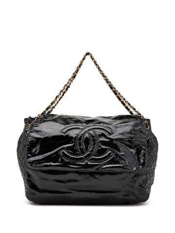 CHANEL Pre-Owned - 2006 Jumbo CC-stitch flap chain shoulder bag - unisex - Patent Leather - One Size - Black
