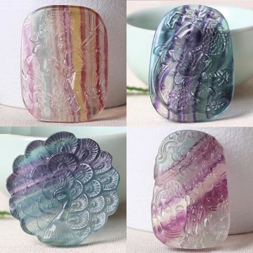 天然彩螢石掛件紫綠瑩石多色瑩石吊墜一物多圖多款男女款