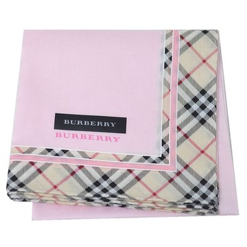 BURBERRY 巴寶莉  經典品牌字母圖騰LOGO駝色斜格紋滾邊帕領巾(粉紅色系)