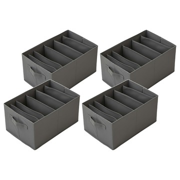 JOSIC 特大折疊分格收納盒 6格  44 x 30 x 20cm  4個  深灰色