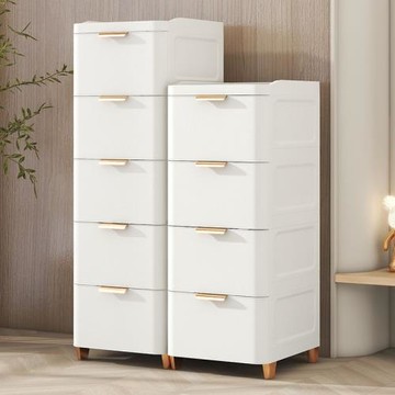 ll加厚仿皮紋抽屜式收納柜零食置物柜家用客廳五斗柜多層塑料儲物