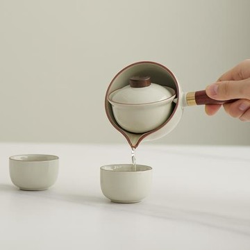旋轉自動泡茶壺汝窯逍遙壺功夫茶具套裝家用旅行戶外懶人泡茶神器