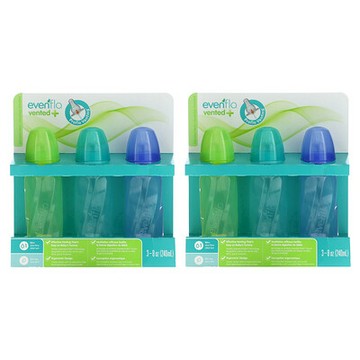 Evenflo Feeding, Vented+ Twist PP 淺色奶瓶，標準，0 個月以上，慢流量，3 個，每個 8 盎司（240 毫升）