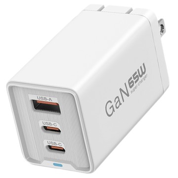 富智雙PD65W折疊腳GaN氮化鎵充電器 USB+Type-C (1A2C)  白色  1個