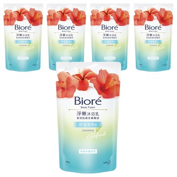 Biore 蜜妮 淨嫩沐浴乳 補充包 熱情木槿花香  700g  5包