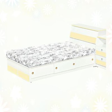 文創集-南亞塑鋼    皮尼 南亞塑鋼3.5尺單人三拉門床台組合(床頭＋單側拉合三門高床底＋不含床墊)-106.8x218.6x85.9cm免組