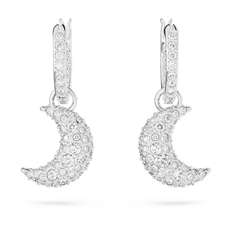 スワロフスキー Swarovski 月 Luna ドロップピアス ロジウム・プレー