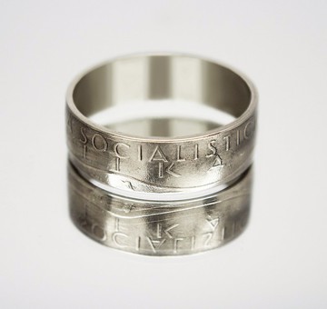 捷克斯洛伐克硬幣戒指 5 crone 1983 男款硬幣戒指 女款硬幣戒指