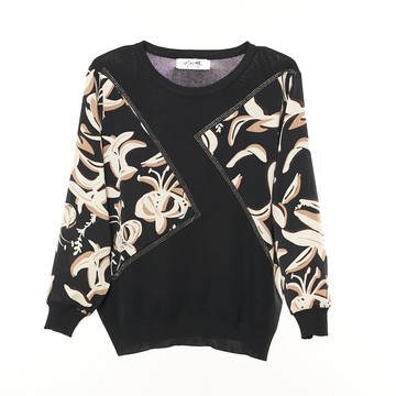 CLL巧玲瓏 花卉圖騰貼鑽長袖上衣 0258322