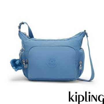 『牛角包』Kipling 復古藍輕巧多袋實用側背包-GABB S