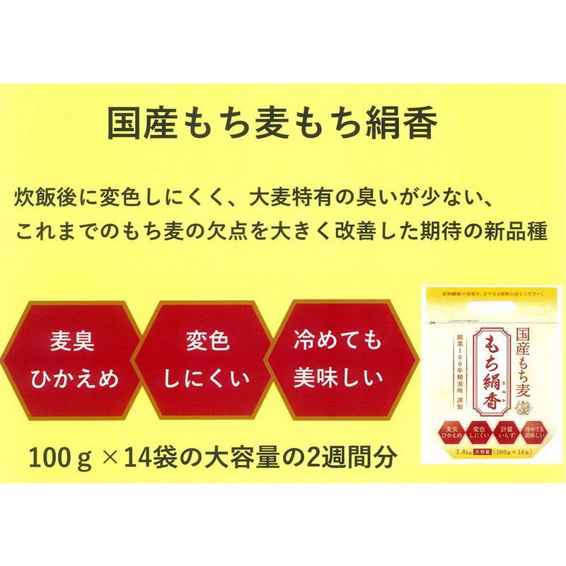 国産もち麦 もち絹香 1.4Kg 食物繊維たっぷり冷めても美味しい国産１００％のもち麦！