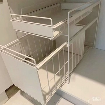 高品質置物架 廚房落地伸縮收納架 櫥櫃抽拉多層儲物架子 收納筐予 4RFU