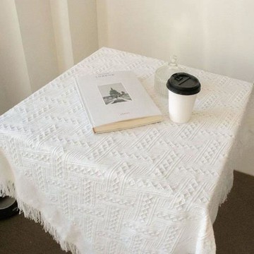 法式ins風桌布白色蕾絲針織圓桌布復古茶幾餐桌蓋布輕奢一件代發