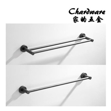 【家的五金】打孔 304不鏽鋼重磅加厚槍灰毛巾桿 80cm（單桿）/ 浴巾架.拉絲.工業風.衛浴.浴室.毛巾架.置物