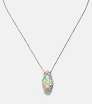 Yeprem Reign Supreme 18kt white gold pendant necklace with diamonds and opal