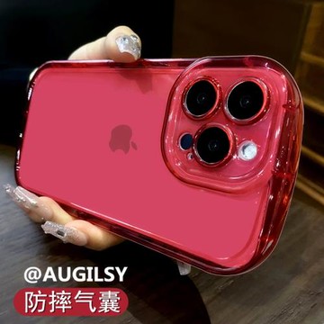 網紅火龍果色氣囊防摔16proMax新款蘋果15pro手機殼適用iPhone13保護套14plus玫粉12女11軟硅膠XR透明8大紅7