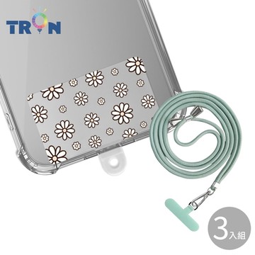 TRON 三星 S21 FE 5G白色小花朵-單圖防摔 手機 掛繩 手機殼