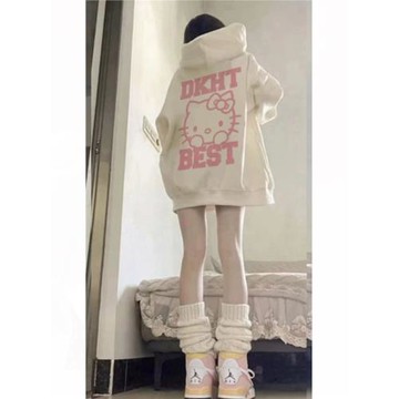 hellokitty貓哈嘍連帽衛衣女加絨外套可愛卡通2025新款爆款秋冬季