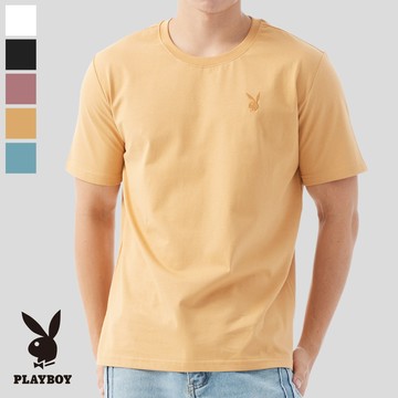 【PLAYBOY】純棉兔頭刺繡圓領短袖 (兩件組)-E1230PNT