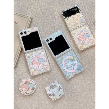 可愛卡通雙子星玉桂狗三星zflip5手機殼zflip4新款折疊屏z flip6格子大耳狗w23全包filp5保護套zfilp5外殼女