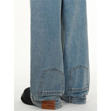 MADWITCH【你褲子穿反了】美式闊腿倒裝牛仔褲設計感直筒反穿褲子