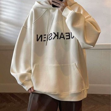 潮牌連帽衛衣男生春秋寬松大碼字母印花上衣美式潮牌大碼休閑外套