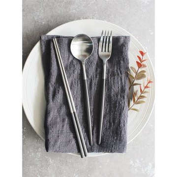 高檔創意餐具三件套 304不銹鋼筷子勺子叉子套裝成人家用旅行便攜