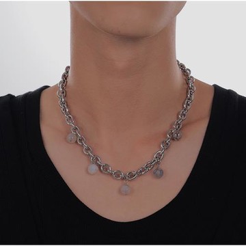 lifeholic原創與吾5相伴寶石吊珠鈦鋼項鏈ins鎖骨鏈潮小眾情侶