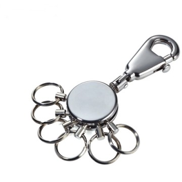 德國TROIKA專利PATENT快速一鍵更換鑰匙圈KYR60/MC(有彈簧鉤扣和6個可更換的戒指環)