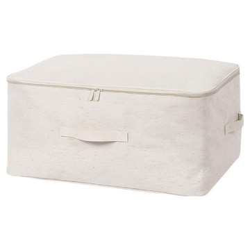 小麥購物 大容量日式棉麻布藝棉被衣物收納袋 橫款59x44x28cm 米色 防塵收納  1個