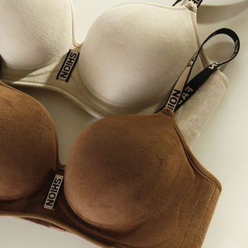 臺出優選🌟加厚輕奢絨面秋冬小胸聚攏顯大內衣側收無鋼圈無痕一片式文胸TP