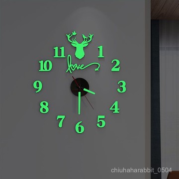 💯台灣出貨💯免打孔夜光錶DIY掛鍾臥室靜音簡約鍾錶客廳墻上家用時鍾創意壁鍾