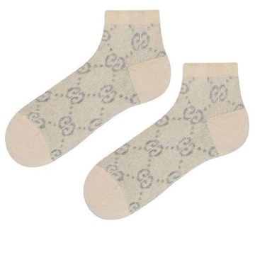 (WMNS) Gucci GG Lam Socks 'Ivory Light Grey'