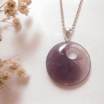 簡潔設計 玉墜 迴旋 花紫玉/簡單好搭配雙面可配戴/