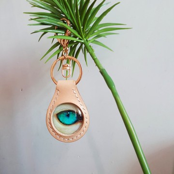 定制礼物 可刻字 猫眼 鑰匙圈 真皮 钥匙包 挂饰 生日