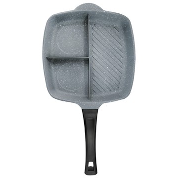 PLUS PERFECT 理想 適用電磁爐 極緻鑄造三格平煎鍋  28cm  1個