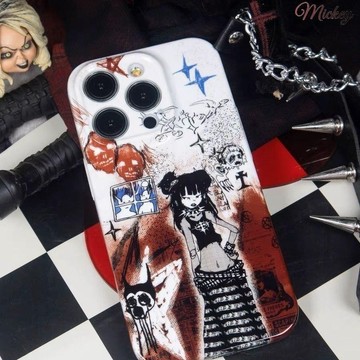 playGirl暗黑手繪適用iPhone15手機殼蘋果13/14軟殼11/xr/x全包8p