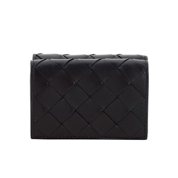 BOTTEGA VENETA 寶緹嘉 BV Intrecciato Tiny Tri-Fold 三折 經典編織 羊皮 卡夾 短夾 皮夾 黑色 751156