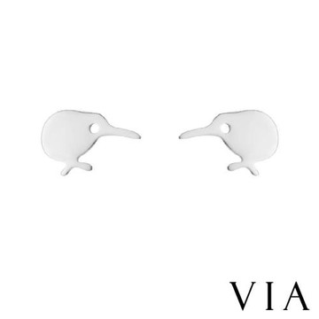 【VIA】動物系列 可愛啄木鳥造型白鋼耳釘 造型耳釘 鋼色