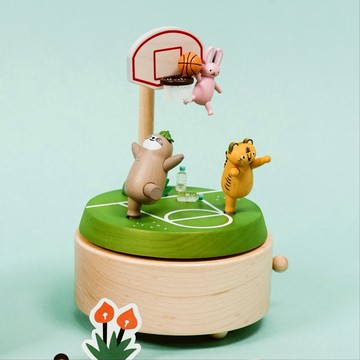 【籃球】多旋轉音樂盒 樹懶 兔子 老虎 打籃球｜來趣  Wooderful life｜知音文創