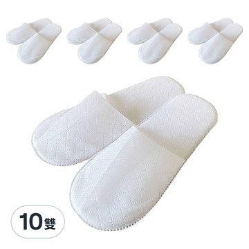 TAIWAN SLIPPER 台灣犀利趴 輕便不織布 紙拖鞋 格紋  10雙  均碼  白色